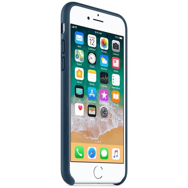 Capac protectie spate Apple Leather Case pentru iPhone 8/iPhone 7, Cosmos Blue