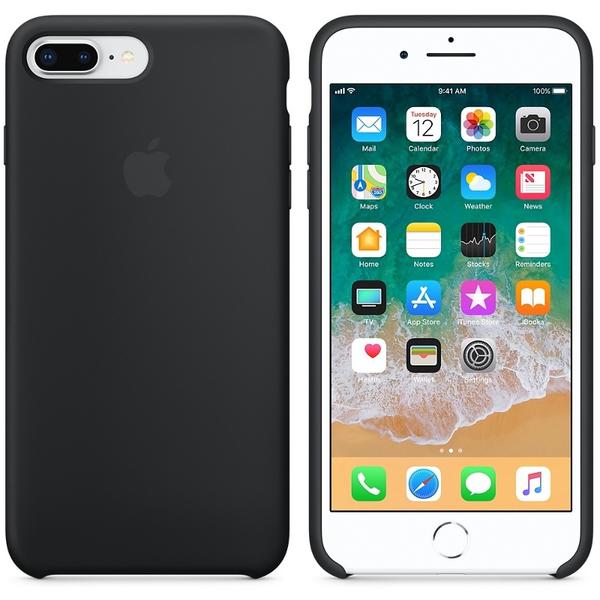 Capac protectie spate Apple Silicone Case pentru iPhone 8 Plus/Phone 7 Plus, Black
