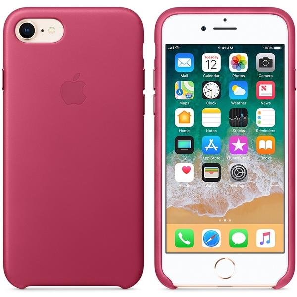 Capac protectie spate Apple Leather Case pentru iPhone 8/iPhone 7, Pink Fuchsia