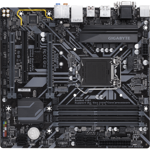 Placa de baza Gigabyte B360M D3H, Socket 1151 v2, mATX