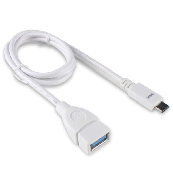 Cablu prelungitor SSK USB 3.0 la USB 3.0 Tip C, 0.8m, Alb