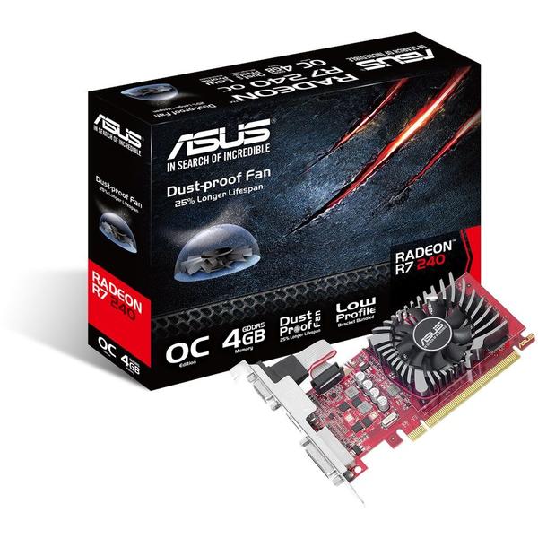 Placa video Asus Radeon R7 240 OC, 4GB GDDR5, 128 biti, Low Profile