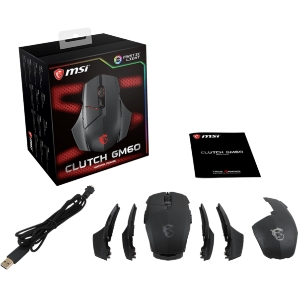 Mouse MSI Clutch GM60, USB, Optic, 10800dpi, Negru