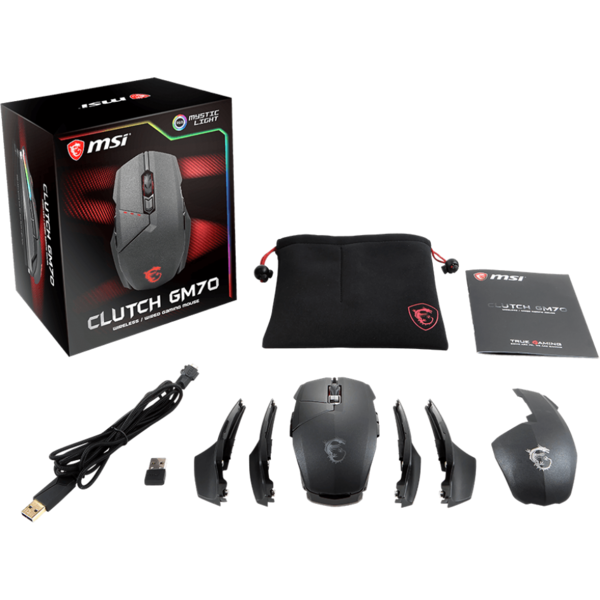Mouse MSI Clutch GM70, Wireless, USB, Optic, 18000dpi, Negru
