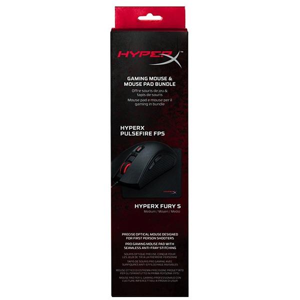 Mouse Kingston HyperX Pulsefire FPS, USB, Optic, 3200dpi, Negru + Mousepad HyperX Fury S Pro