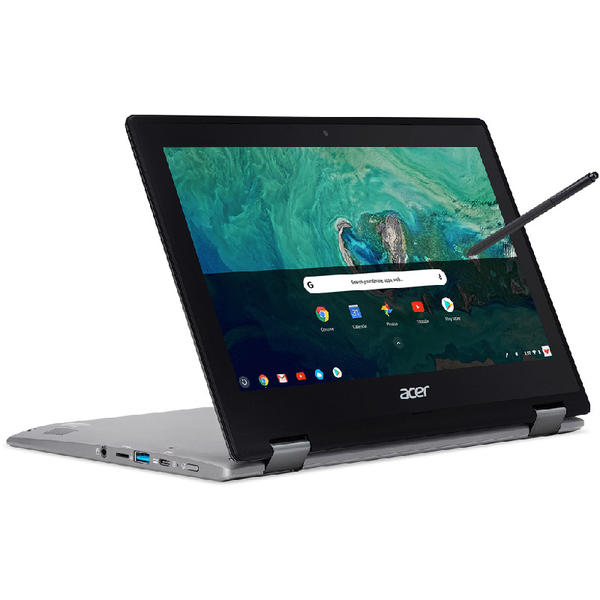 Laptop Acer Chromebook Spin 11 CP311-1HN-C7T8, 11.6'' HD Touch, Celeron N3450 1.1GHz, 4GB DDR4, 64GB eMMC, Intel HD 500, Chrome OS, Negru