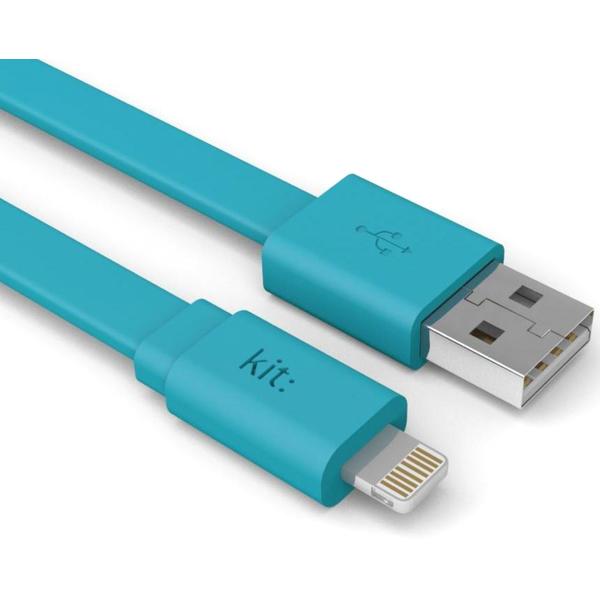 Kit Cablu de date si incarcare "Fresh" Apple Lightning, MFI, 1m, suprafata plata, Albastru