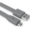 Kit Cablu date si incarcare „Fresh” USB la Micro USB, 1m, suprafata plata, LED, Gri