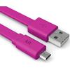 Kit Cablu date si incarcare „Fresh” USB la Micro USB, 1m, suprafata plata, LED, Roz