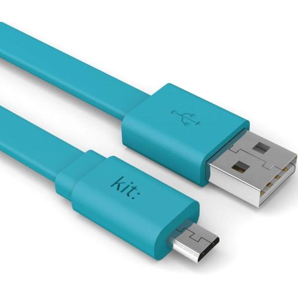 Kit Cablu date si incarcare „Fresh” USB la Micro USB, 1m, suprafata plata, LED, Albastru