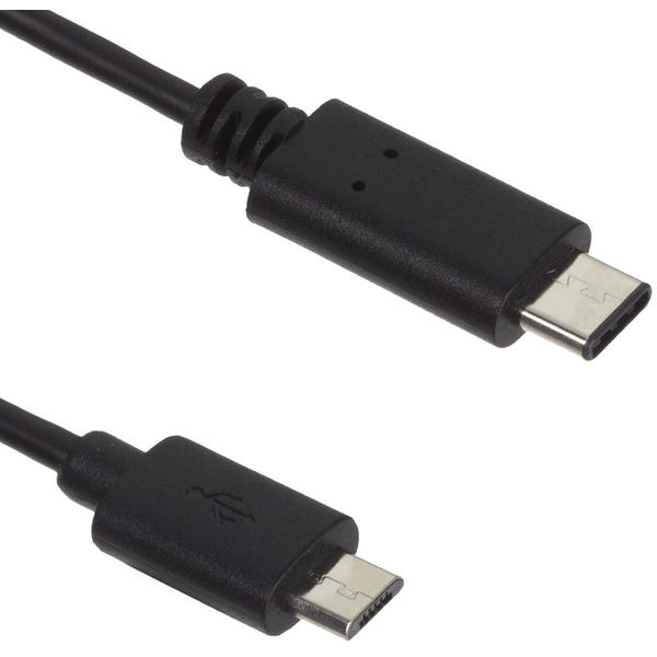 Kit Cablu de date si incarcare USB-C 2.0 la microUSB, Negru