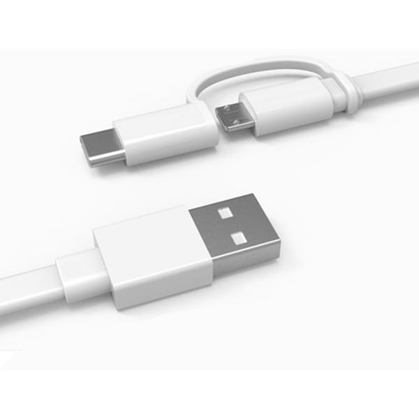 Huawei Cablu de date si incarcare 2 in 1 USB la Micro USB si microUSB Type C, AP55S Alb