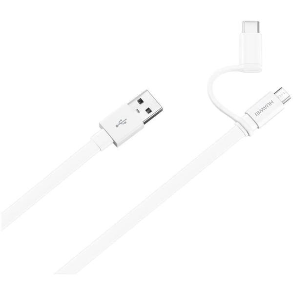 Huawei Cablu de date si incarcare 2 in 1 USB la Micro USB si microUSB Type C, AP55S Alb