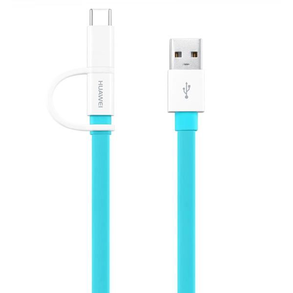 Huawei Cablu de date si incarcare 2 in 1 USB la Micro USB si microUSB Type C, AP55S Albastru