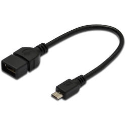 Adaptor OTG de la microUSB M la microUSB F, 0.2m, Negru