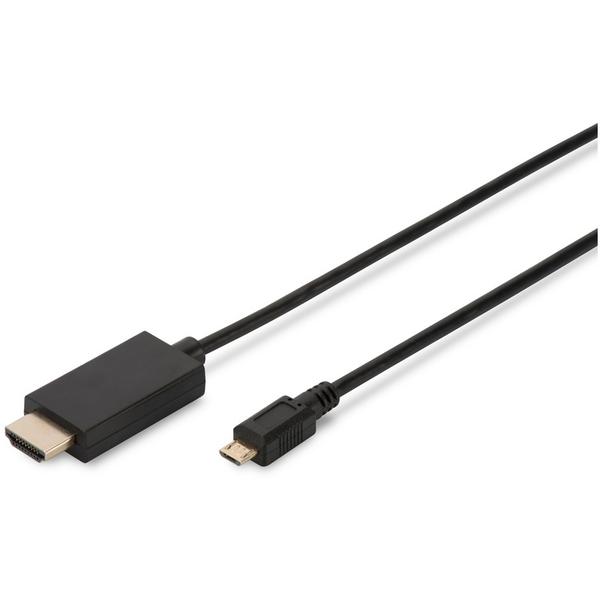 Assmann Cablu video MHL de la microUSB la HDMI, 1m, Negru