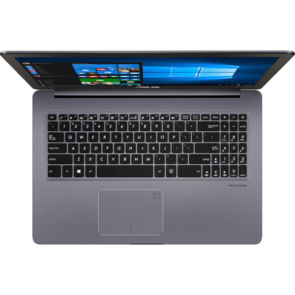 Laptop Asus VivoBook Pro 15 N580VD-FI683, 15.6'' UHD, Core i7-7700HQ 2.8GHz, 8GB DDR4, 1TB HDD + 128GB SSD, GeForce GTX 1050 4GB, FingerPrint Reader, No OS, Grey