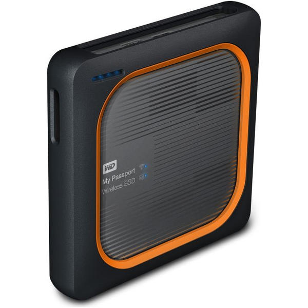 SSD WD My Passport Wireless, 2TB, USB 3.0/Wireless/Card slot, Negru/Portocaliu