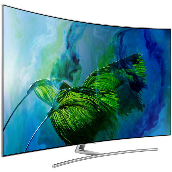 Televizor LED Samsung Smart TV Curbat QLED 55Q8CN Seria Q8CN 138cm argintiu 4K UHD HDR