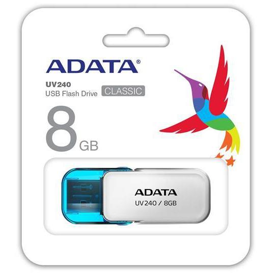 Memorie USB A-DATA UV240, 8GB, USB 2.0, Alb