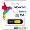 Memorie USB ADATA UV128, 64GB, USB 3.0, Negru/Galben