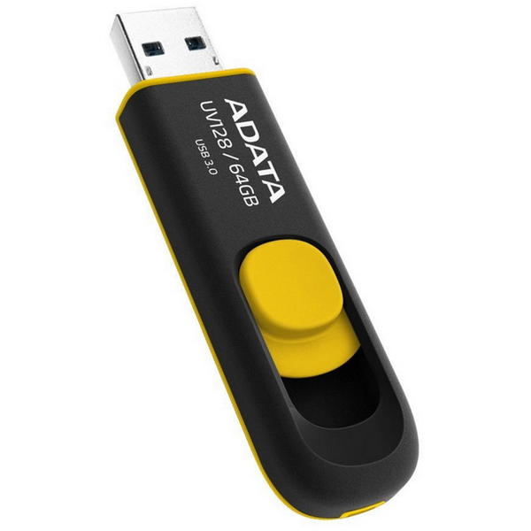Memorie USB A-DATA UV128, 64GB, USB 3.0, Negru/Galben
