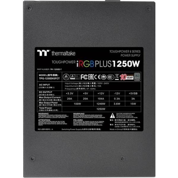 Sursa Thermaltake Toughpower iRGB PLUS, 1250W, Certificare 80+ Titanium