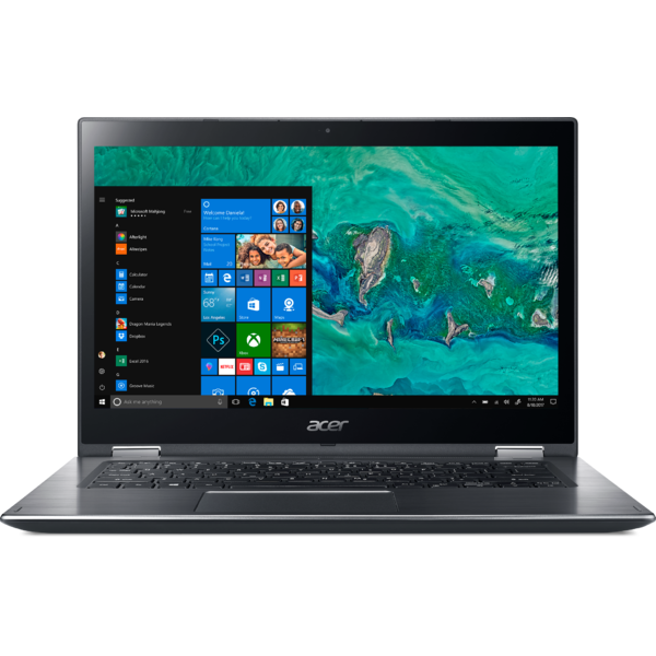 Laptop Acer Spin 3 SP314-51-33LH, 14" FHD Touch, Core i3-8130U pana la 3.4GHz, 4GB DDR4, 1TB HDD + 16GB SSHD, Intel UHD 620, Windows 10 Home, Steel Gray