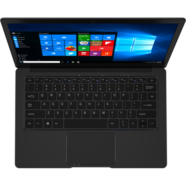 Laptop nJoy Aerial, 13.3" FHD, Celeron N3350 pana la 2.4GHz, 4GB DDR3, 32GB eMMC, Intel HD 500, Windows 10 Home, Negru
