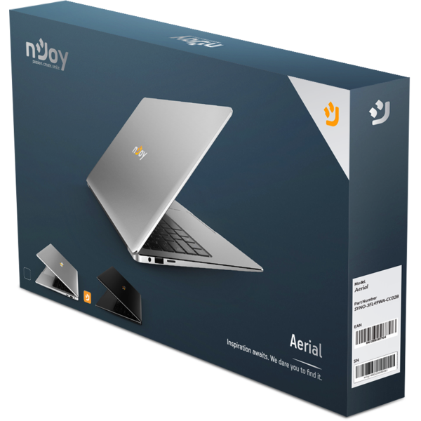Laptop nJoy Aerial, 13.3" FHD, Celeron N3350 pana la 2.4GHz, 4GB DDR3, 32GB eMMC, Intel HD 500, Windows 10 Home, Negru