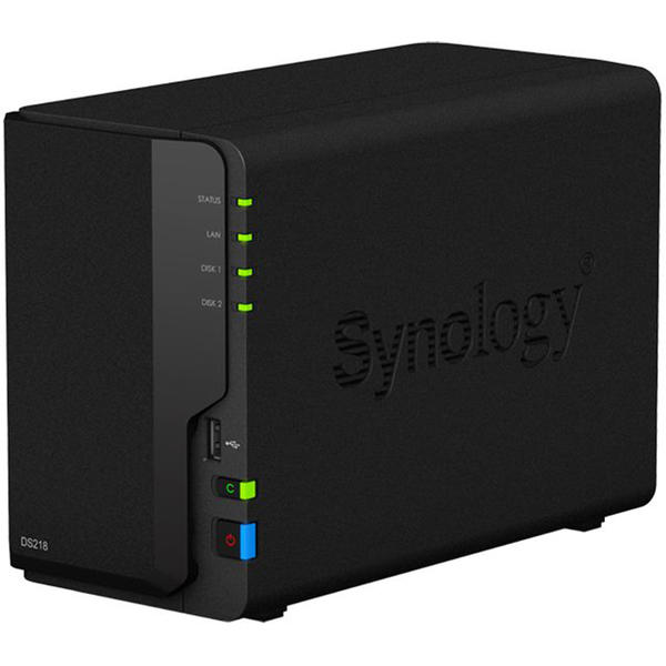 NAS Synology DiskStation DS218, Realtek RTD1296 1.4GHz, 2GB DDR4, 2 Bay, 2 x USB 3.0, 1 x USB 2.0, 1 x LAN