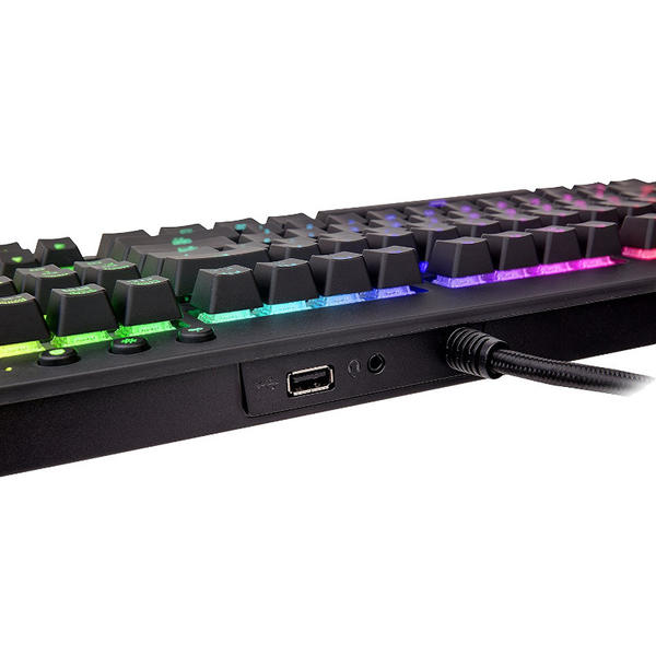 Tastatura gaming Thermaltake Tt eSPORTS Premium X1 RGB, USB, Layout US, Cherry MX Silver, Negru