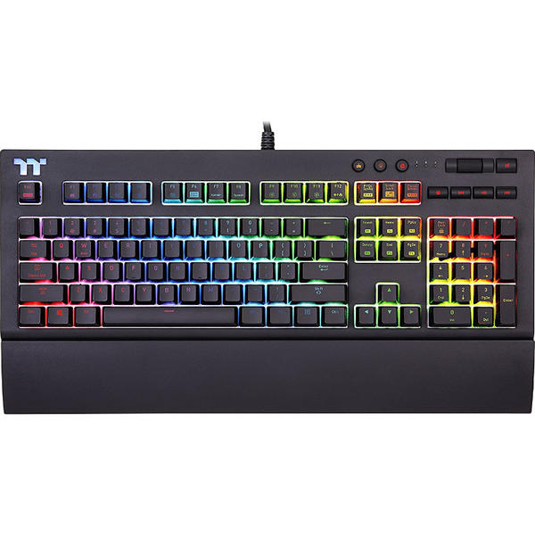 Tastatura gaming Thermaltake Tt eSPORTS Premium X1 RGB, USB, Layout US, Cherry MX Blue, Negru