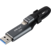 Memorie USB PNY DUO LINK USB 3.0 OTG, 32GB, USB 3.0/Lightning, Negru/Gri
