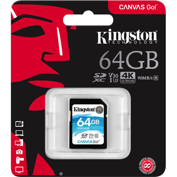 Card Memorie Kingston Canvas Go! SDXC, 64GB, Clasa 10, UHS-I U3