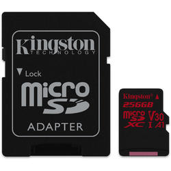 Card Memorie Kingston Canvas React Micro SDXC, 256GB, Clasa 10, UHS-I U3 + Adaptor SD