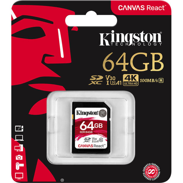 Card Memorie Kingston Canvas React SDXC, 64GB, Clasa 10, UHS-I U3