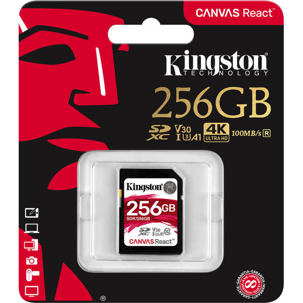 Card Memorie Kingston Canvas React SDXC, 256GB, Clasa 10, UHS-I U3