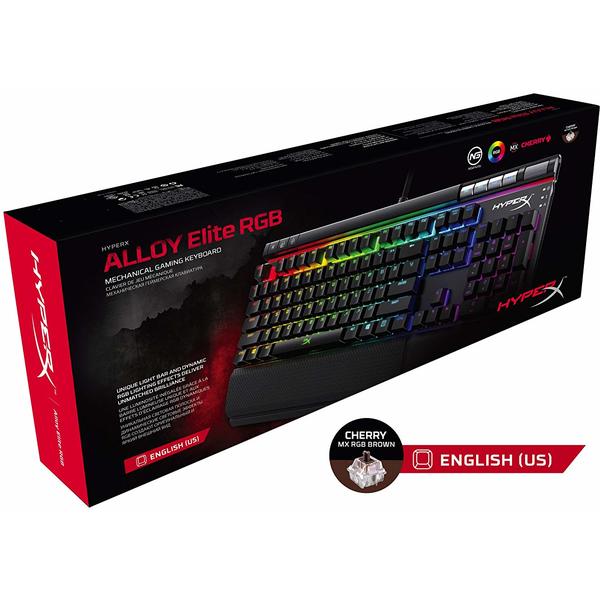 Tastatura gaming Kingston HyperX Alloy Elite RGB, Layout US, Cherry MX Brown, Negru