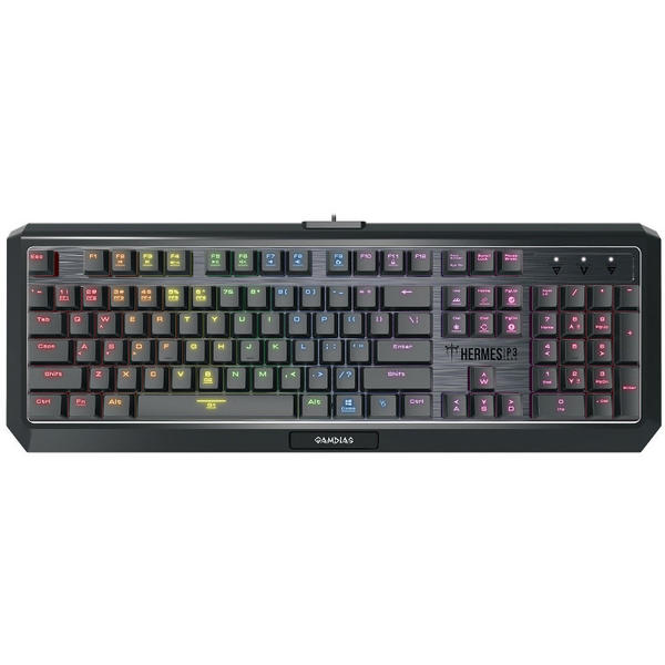 Tastatura gaming Gamdias Hermes P3, USB, Layout US, Negru/Argintiu