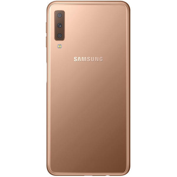 Smartphone Samsung Galaxy A7 (2018), Dual SIM, 6.0'' Super AMOLED Multitouch, Octa Core 2.2GHz + 1.6GHz, 4GB RAM, 64GB, Triple 24MP + 5MP + 8MP, 4G, Gold