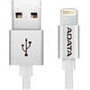 Cablu de date, Incarcator A-DATA USB Male la Lightning Male, MFi, 1 m, Silver