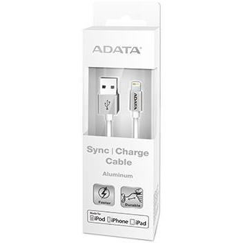 Cablu de date, Incarcator A-DATA USB Male la Lightning Male, MFi, 1 m, Silver