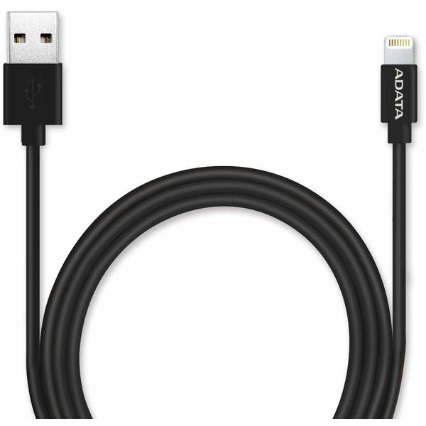 Cablu de date, Incarcator A-DATA USB Male la Lightning Male, MFi, 1 m, Black