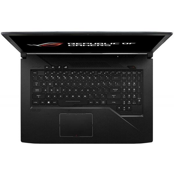 Laptop Asus Gaming 17.3'' ROG GL703GE, 17.3 inch FHD 120Hz, Intel Core i7-8750H, 8GB DDR4, 1TB 7200 RPM + 256GB SSD, GeForce GTX 1050 Ti 4GB, FreeDos, Black