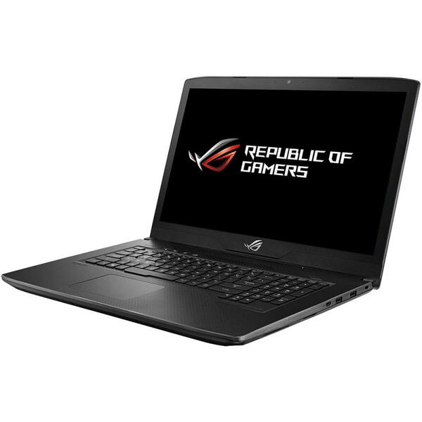 Laptop Asus Gaming 17.3'' ROG GL703GE, 17.3 inch FHD 120Hz, Intel Core i7-8750H, 8GB DDR4, 1TB 7200 RPM + 256GB SSD, GeForce GTX 1050 Ti 4GB, FreeDos, Black