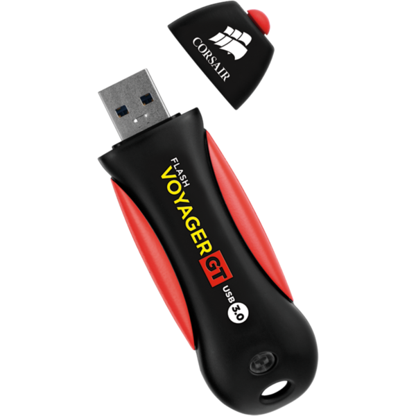 Memorie USB Corsair VoyagerGT, 64GB, USB 3.0, Negru/Rosu