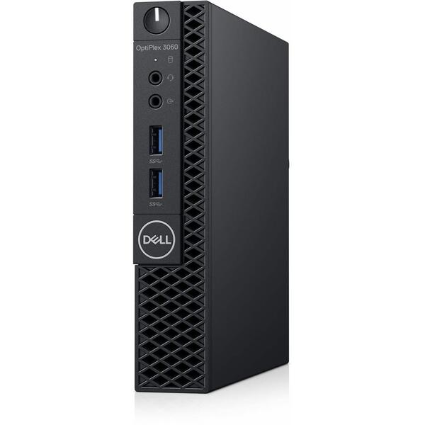 Mini PC Dell OptiPlex 3060 Micro, Procesor Intel Core i3-8100T, 4GB DDR4, 128GB SSD, GMA UHD 630, Linux, Negru