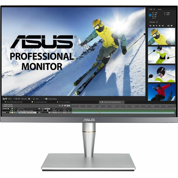 Monitor profesional Asus ProArt PA24AC HDR, IPS, 24 inch Full HD, 5ms, Boxe, Argintiu