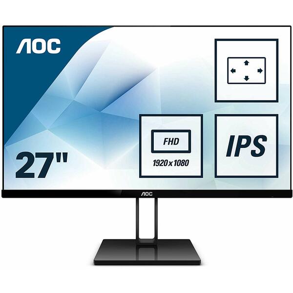 Monitor Gaming AOC 27V2Q 27 inch IPS FullHD, 5ms, 75Hz, FreeSync, Negru